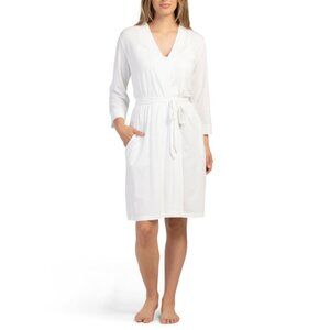 B.UP White Madeleine Three-quarter Sleeve Robe
